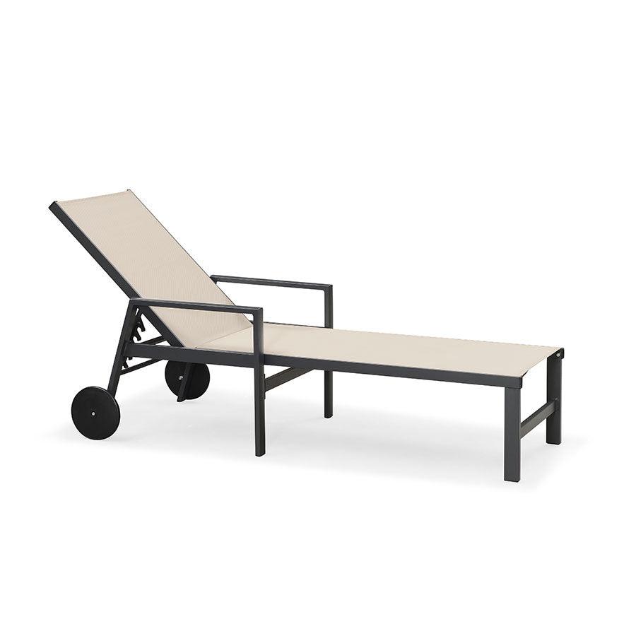PURPLE LEAF Aluminum Outdoor Chaise Lounge with Wheels and Armrests for Pool Backyard Beach