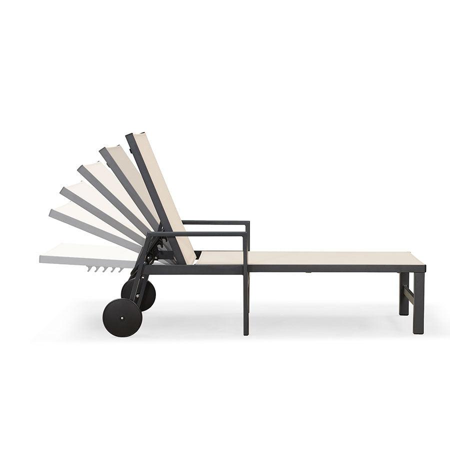 PURPLE LEAF Aluminum Outdoor Chaise Lounge with Wheels and Armrests for Pool Backyard Beach