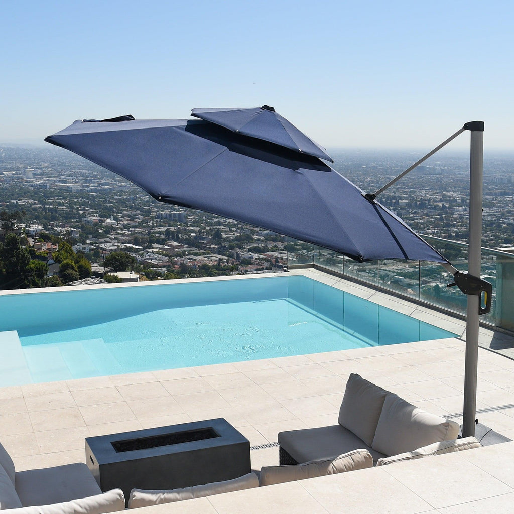 Clearance - PURPLE LEAF OPEN BOX Large Round Patio Cantilever Umbrella for Deck, Pool, Backyard