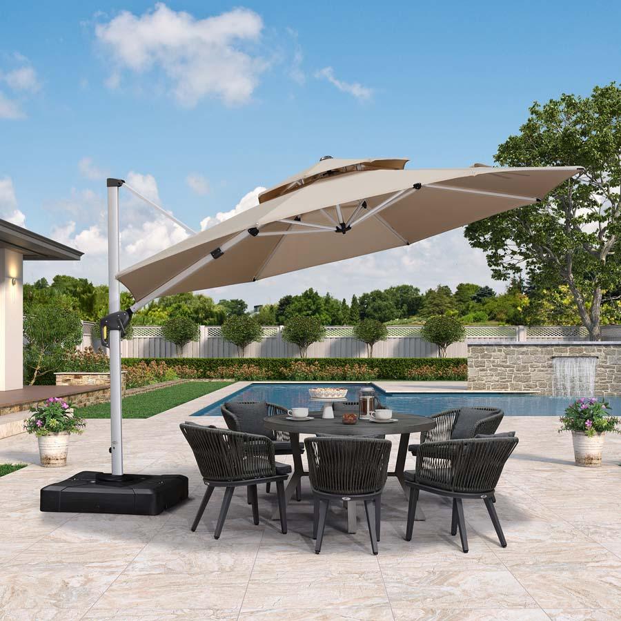 Clearance - PURPLE LEAF OPEN BOX Large Round Patio Cantilever Umbrella for Deck, Pool, Backyard