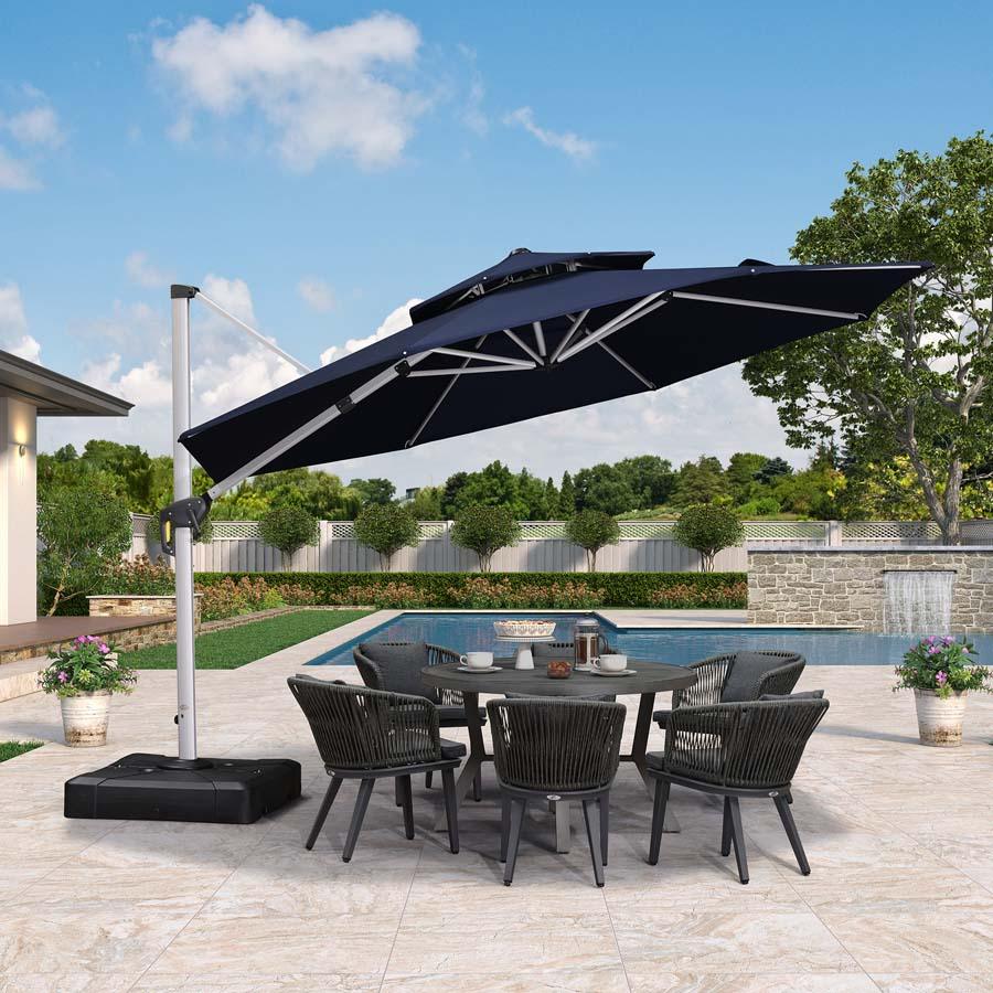Clearance - PURPLE LEAF OPEN BOX Large Round Patio Cantilever Umbrella for Deck, Pool, Backyard