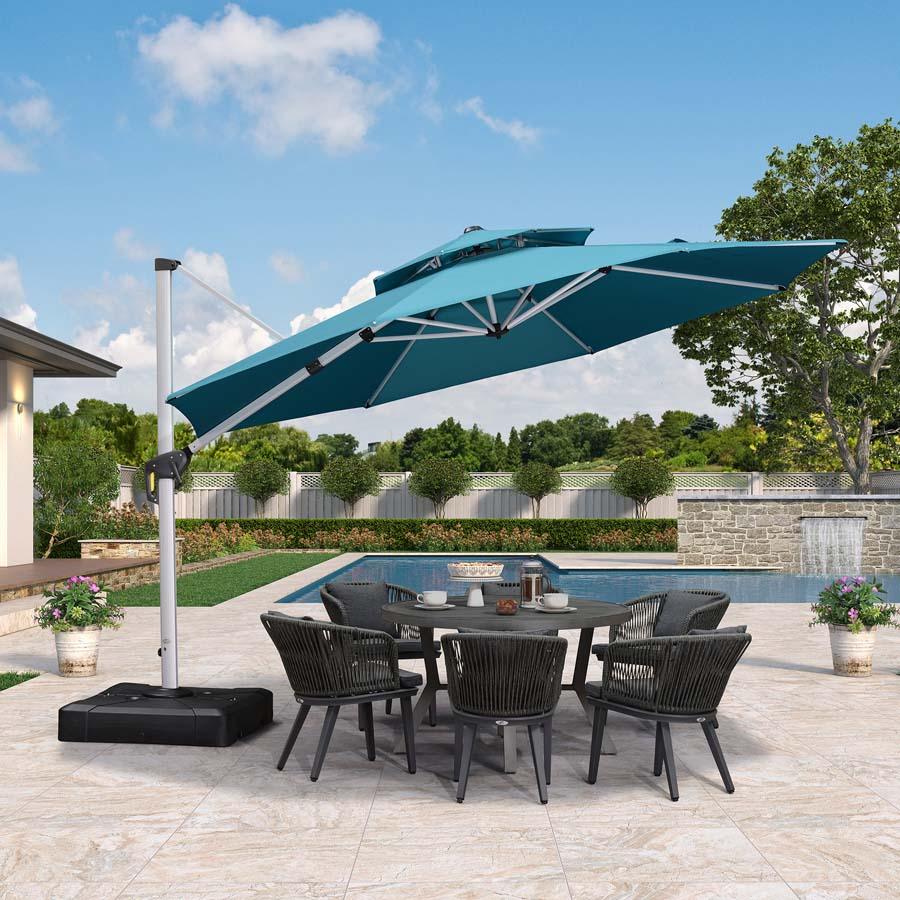 Clearance - PURPLE LEAF OPEN BOX Large Round Patio Cantilever Umbrella for Deck, Pool, Backyard