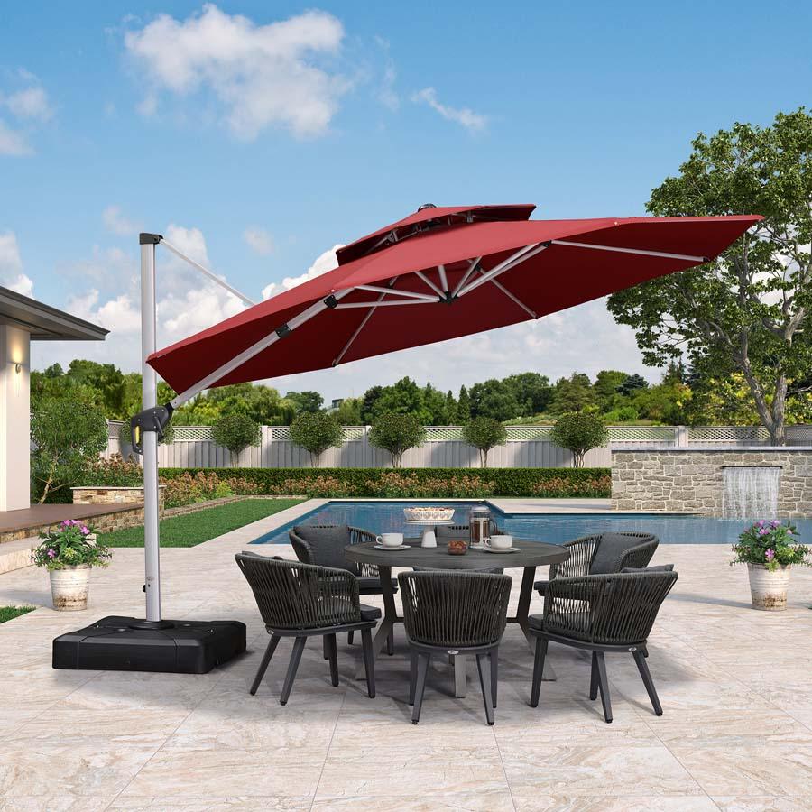 Clearance - PURPLE LEAF OPEN BOX Large Round Patio Cantilever Umbrella for Deck, Pool, Backyard