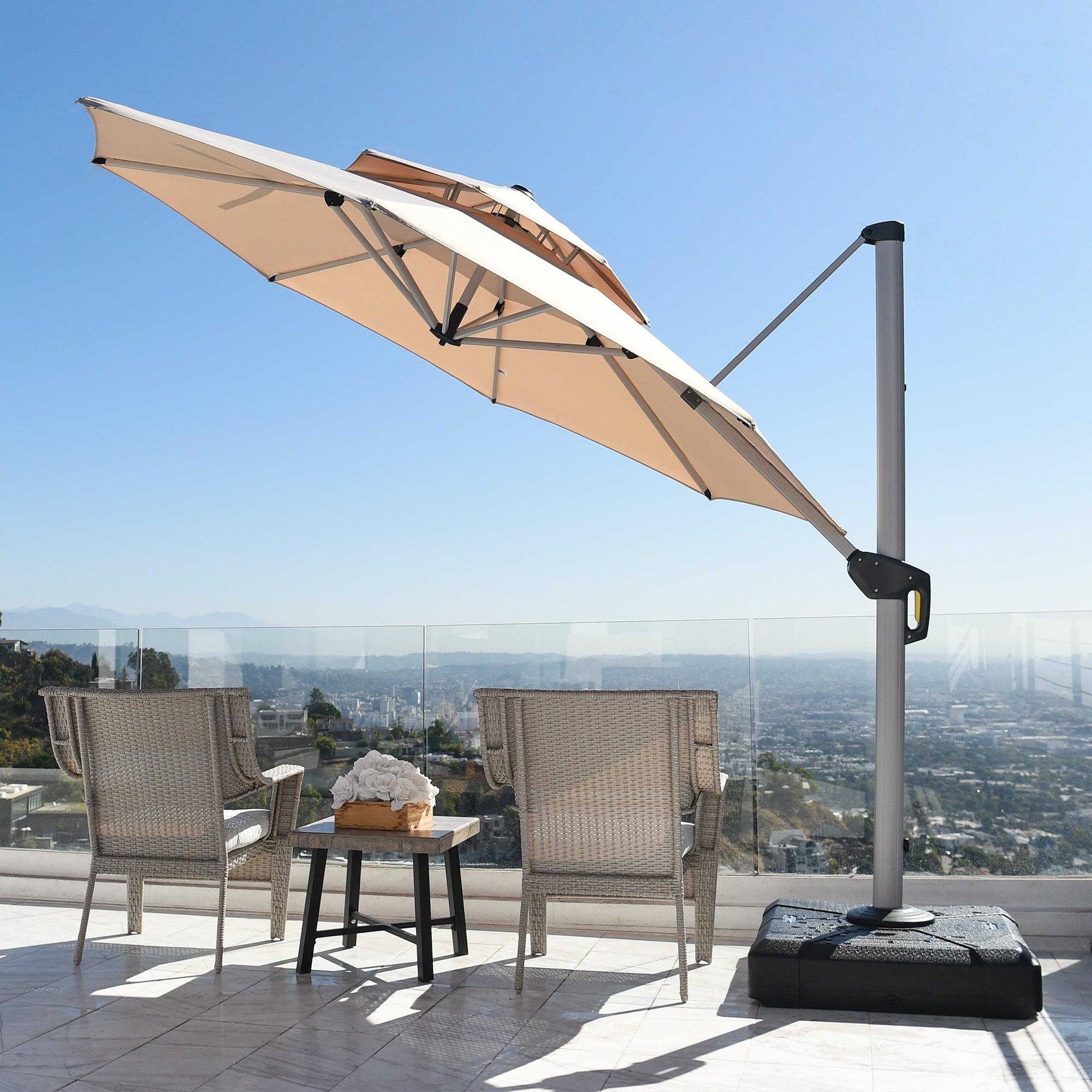 Clearance - PURPLE LEAF OPEN BOX Large Round Patio Cantilever Umbrella for Deck, Pool, Backyard