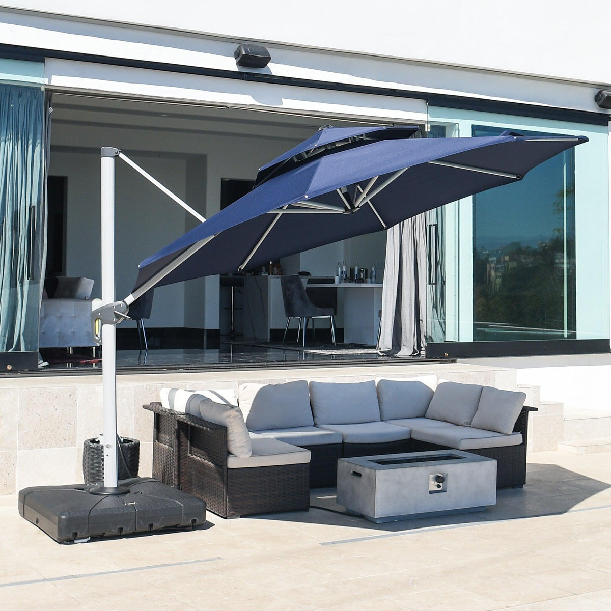 Clearance - PURPLE LEAF OPEN BOX Large Round Patio Cantilever Umbrella for Deck, Pool, Backyard