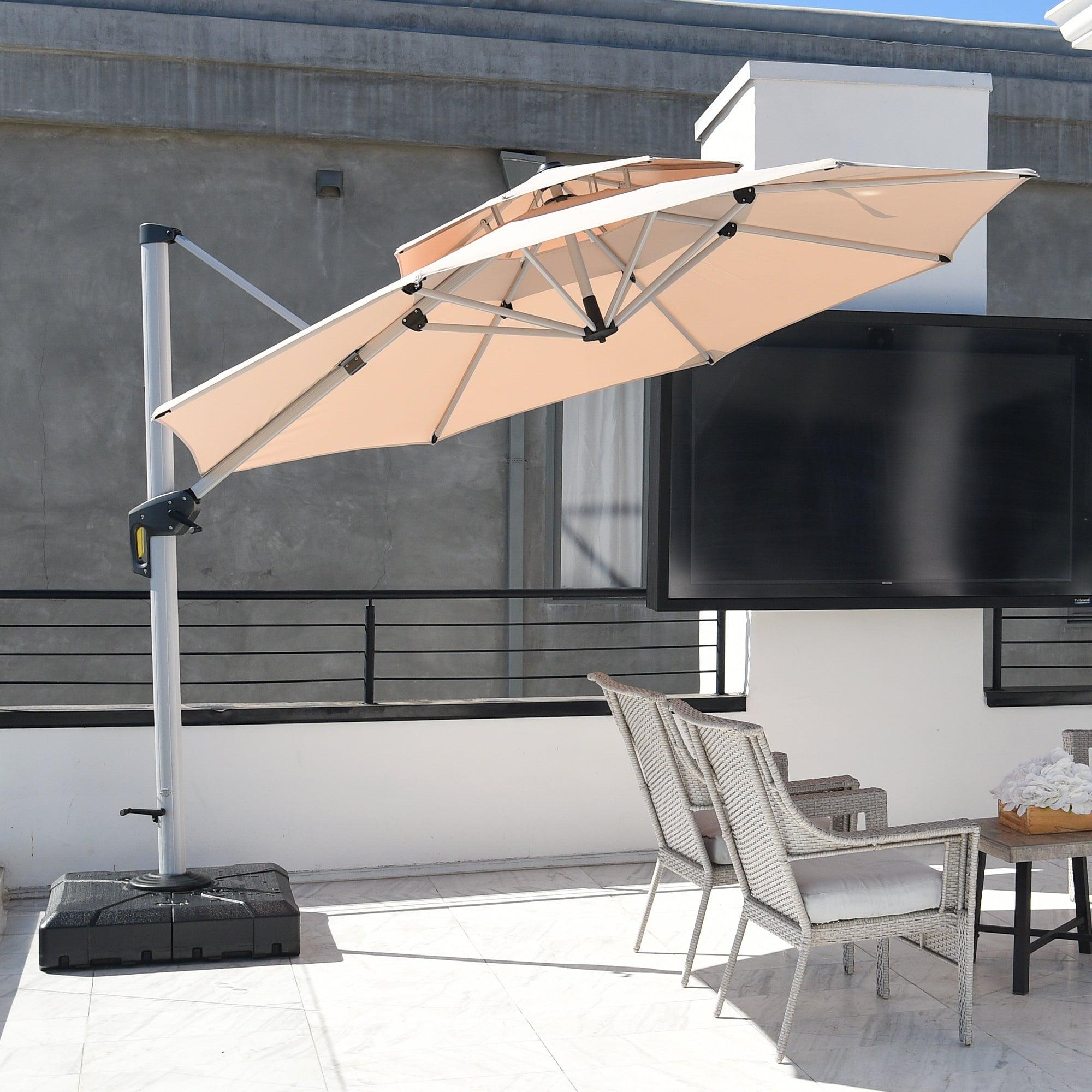 Clearance - PURPLE LEAF OPEN BOX Large Round Patio Cantilever Umbrella for Deck, Pool, Backyard
