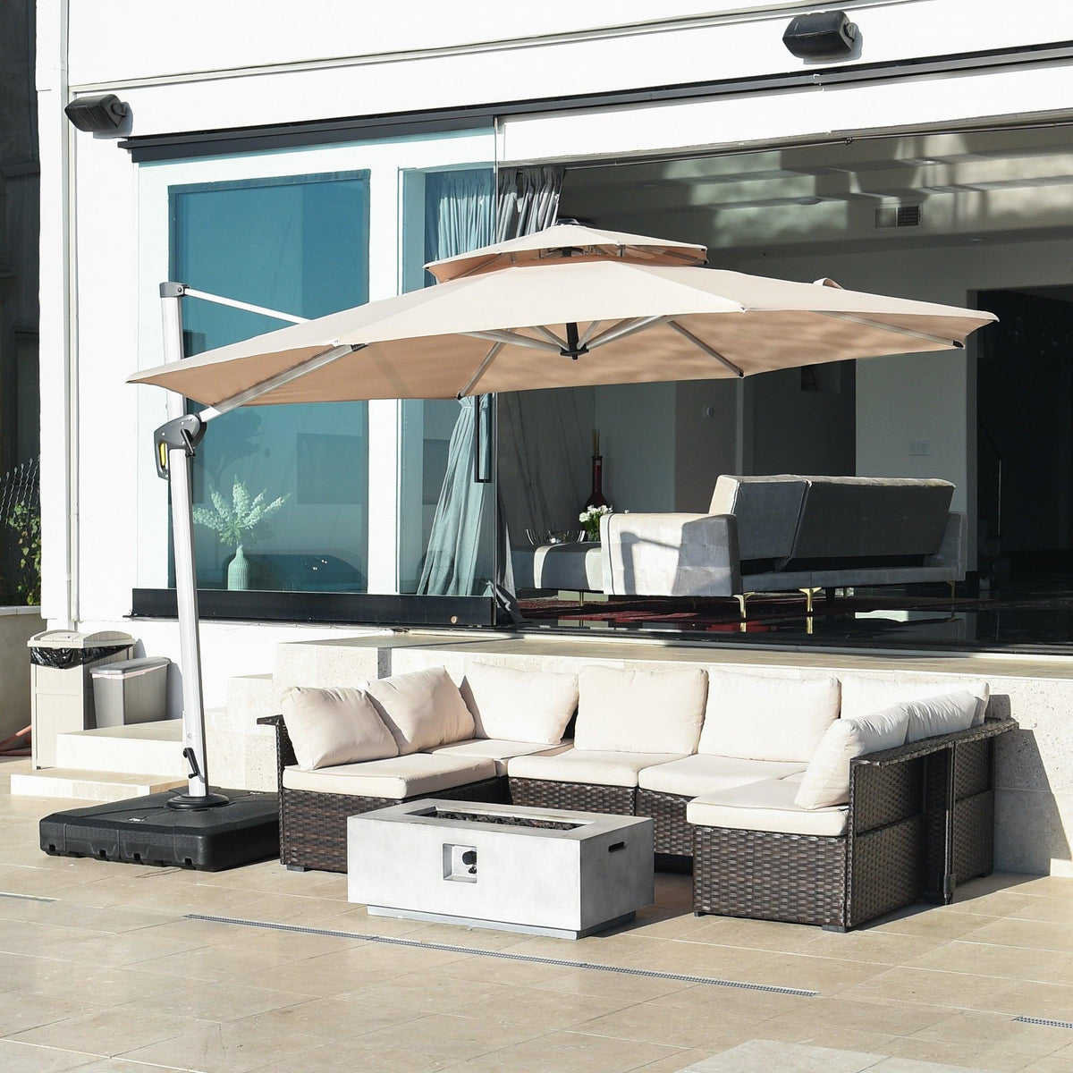 Clearance - PURPLE LEAF OPEN BOX Large Round Patio Cantilever Umbrella for Deck, Pool, Backyard