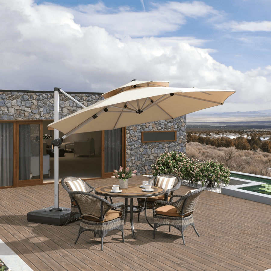 Clearance - PURPLE LEAF OPEN BOX Large Round Patio Cantilever Umbrella for Deck, Pool, Backyard