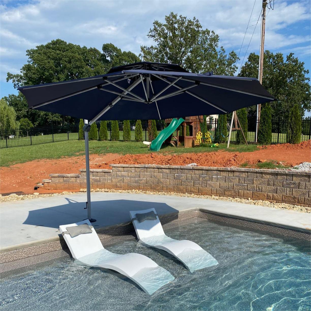 Clearance - PURPLE LEAF OPEN BOX Large Round Patio Cantilever Umbrella for Deck, Pool, Backyard