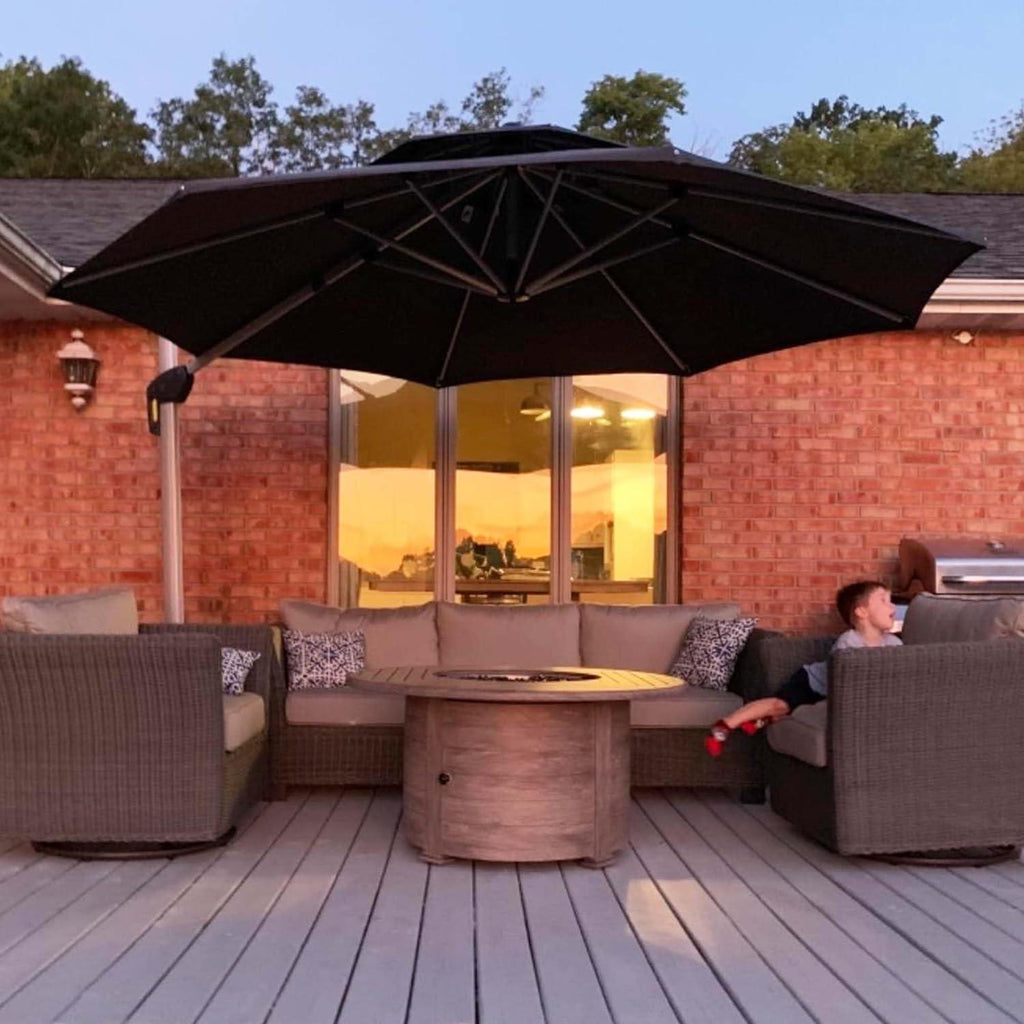 Clearance - PURPLE LEAF OPEN BOX Large Round Patio Cantilever Umbrella for Deck, Pool, Backyard