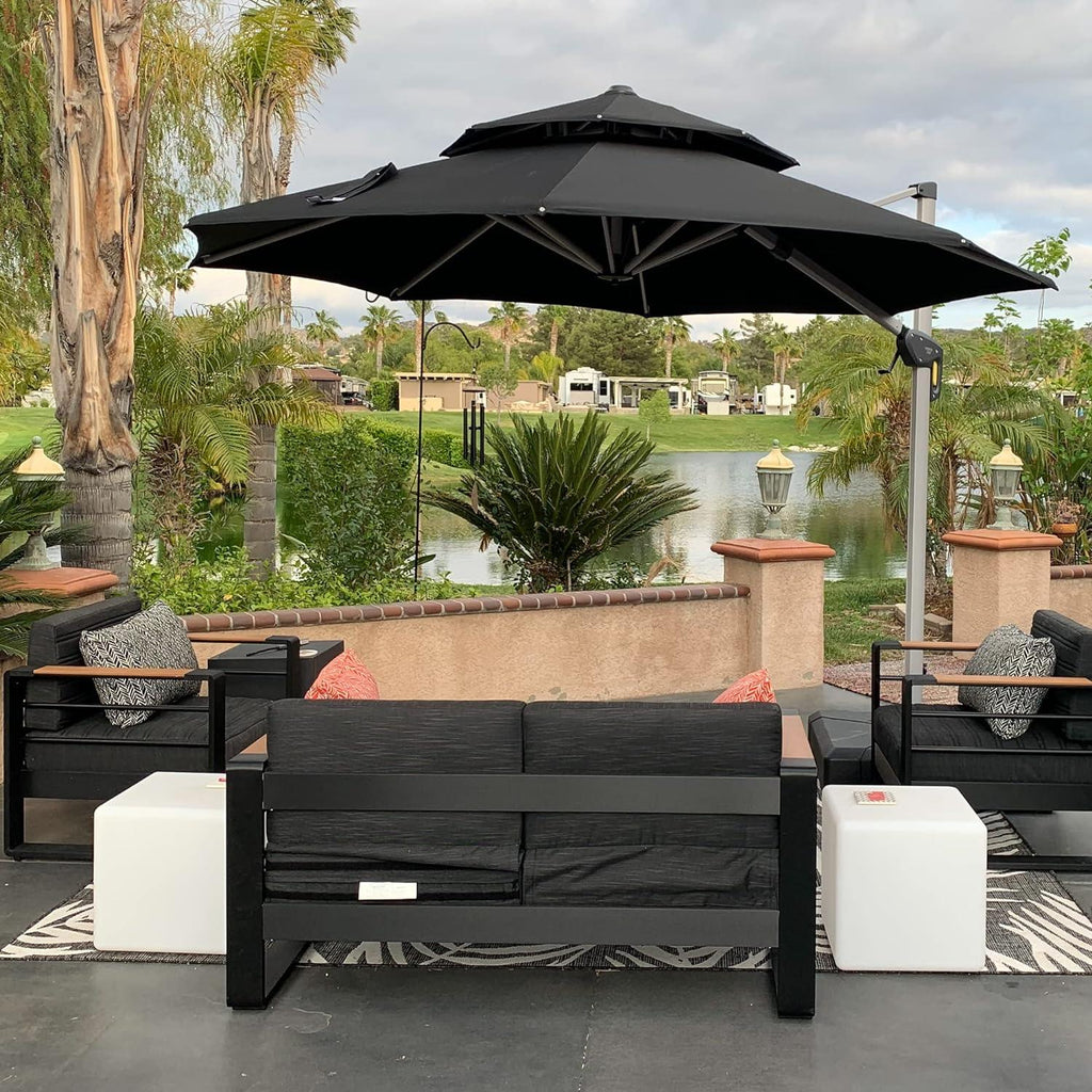 Clearance - PURPLE LEAF OPEN BOX Large Round Patio Cantilever Umbrella for Deck, Pool, Backyard