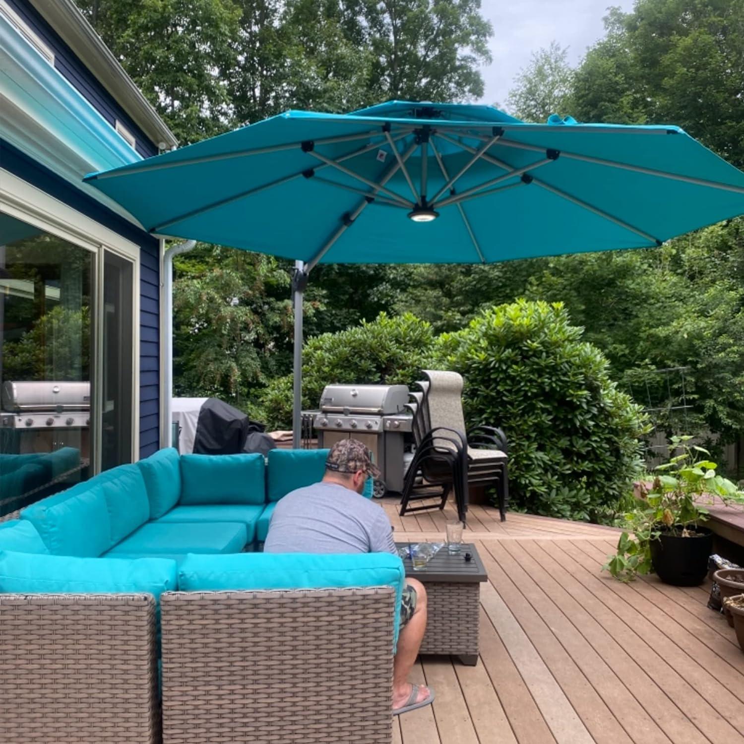 Clearance - PURPLE LEAF OPEN BOX Large Round Patio Cantilever Umbrella for Deck, Pool, Backyard