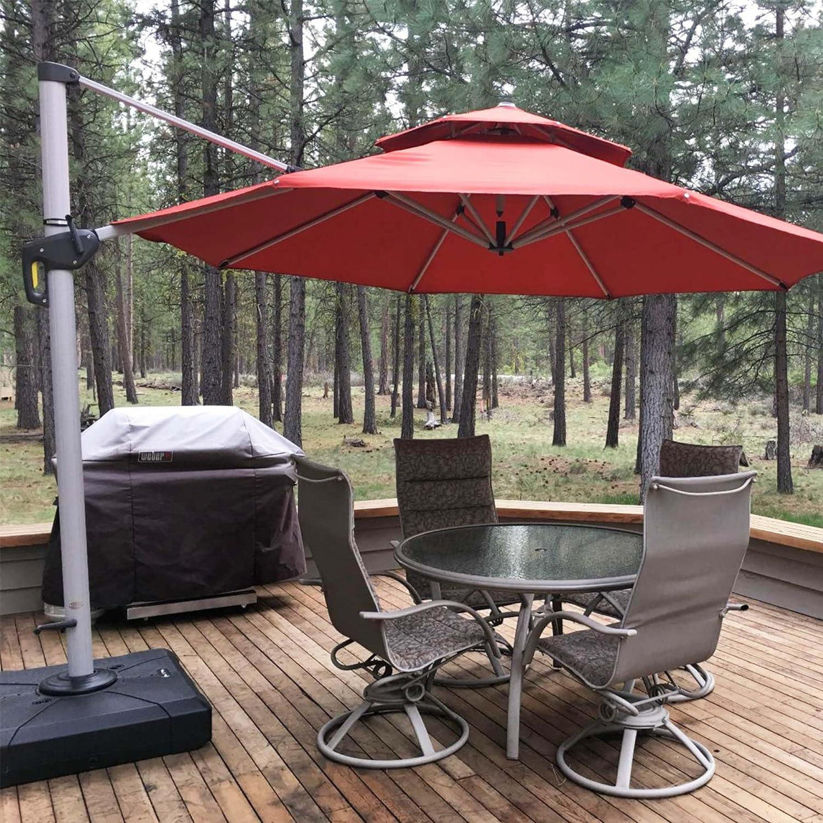Clearance - PURPLE LEAF OPEN BOX Large Round Patio Cantilever Umbrella for Deck, Pool, Backyard