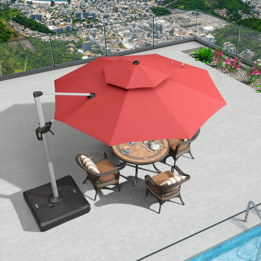 Clearance - PURPLE LEAF OPEN BOX Large Round Patio Cantilever Umbrella for Deck, Pool, Backyard