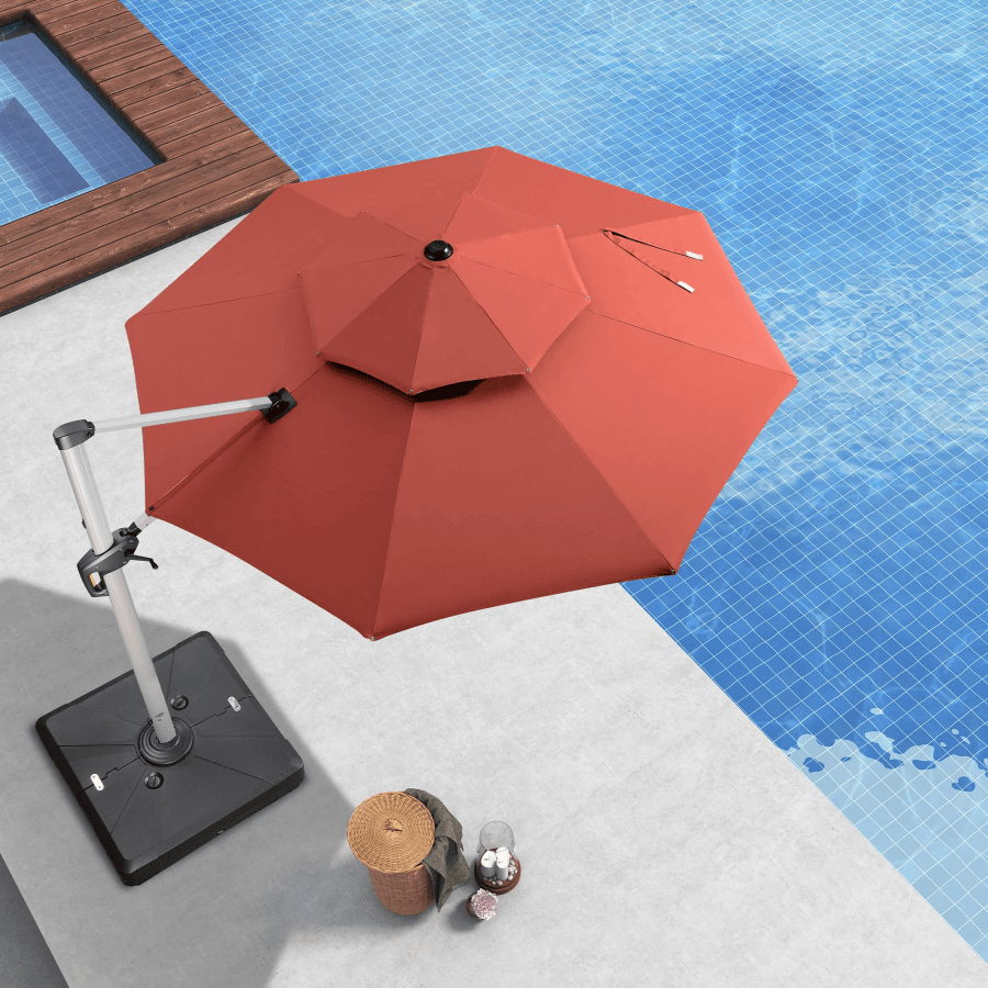 Clearance - PURPLE LEAF OPEN BOX Large Round Patio Cantilever Umbrella for Deck, Pool, Backyard