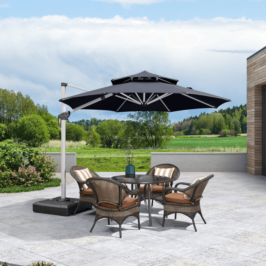 Clearance - PURPLE LEAF OPEN BOX Large Round Patio Cantilever Umbrella for Deck, Pool, Backyard