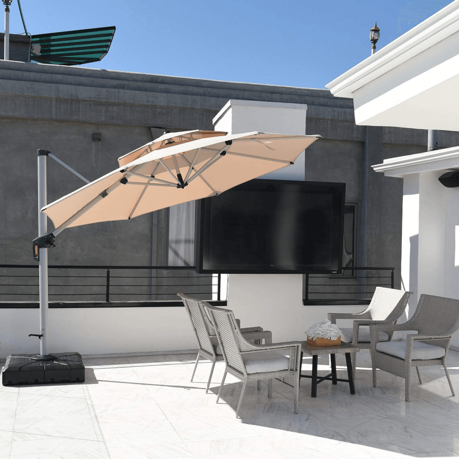 Clearance - PURPLE LEAF OPEN BOX Large Round Patio Cantilever Umbrella for Deck, Pool, Backyard