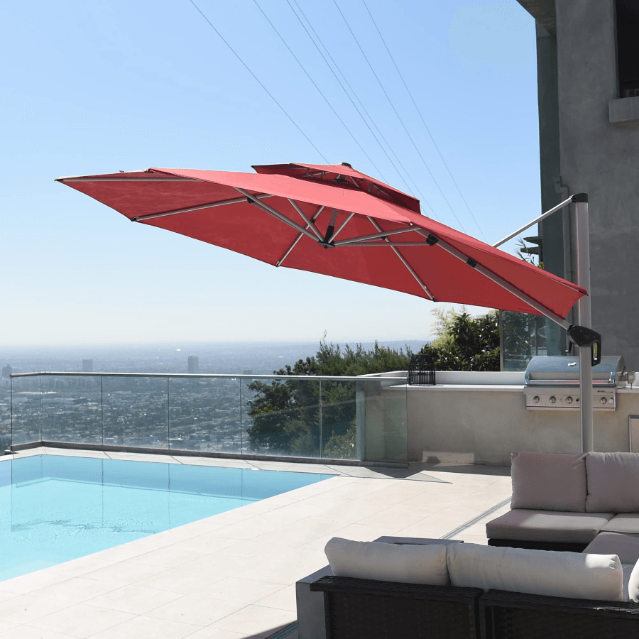 Clearance - PURPLE LEAF OPEN BOX Large Round Patio Cantilever Umbrella for Deck, Pool, Backyard