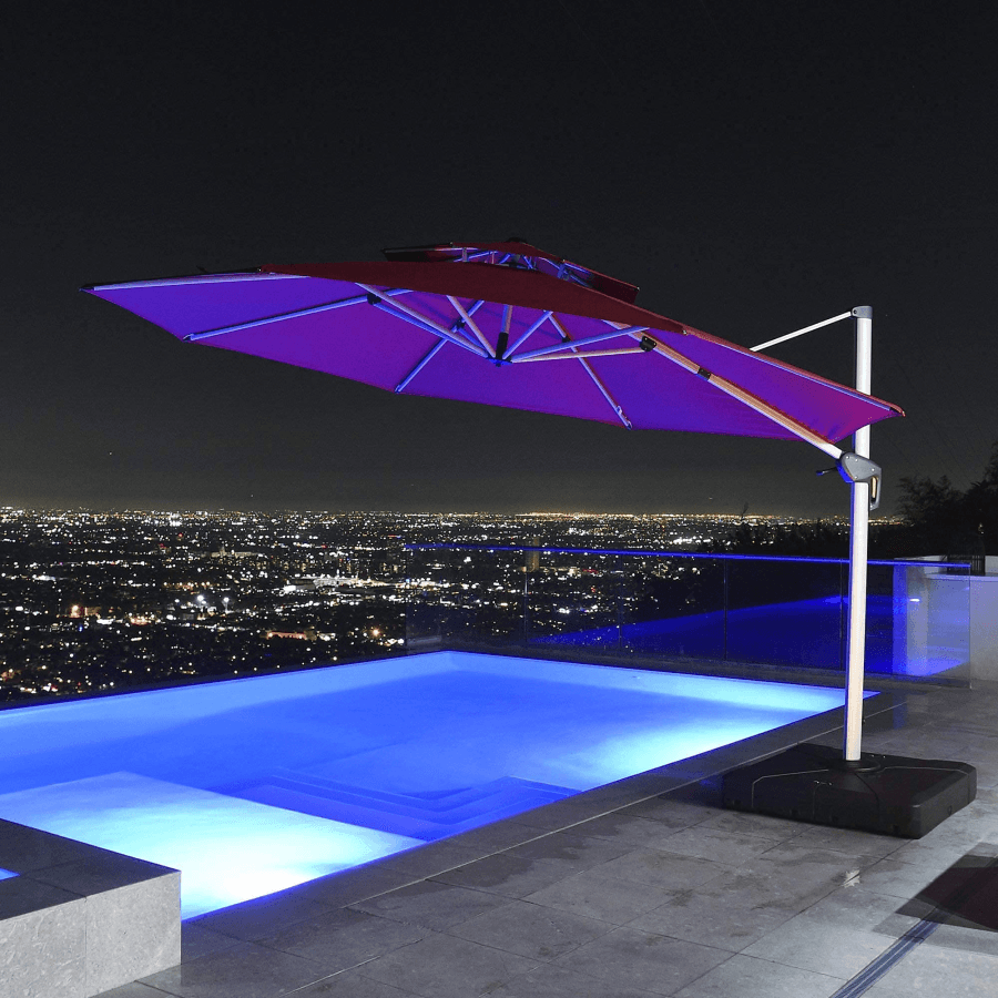 Clearance - PURPLE LEAF OPEN BOX Large Round Patio Cantilever Umbrella for Deck, Pool, Backyard