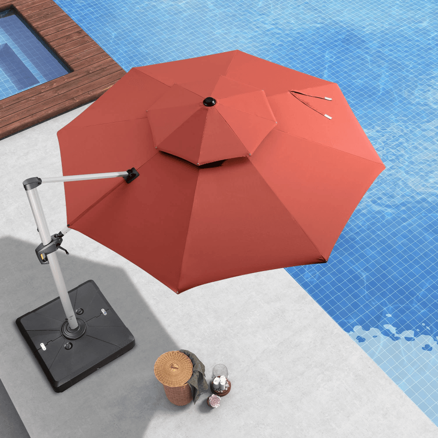 Clearance - PURPLE LEAF OPEN BOX Large Round Patio Cantilever Umbrella for Deck, Pool, Backyard