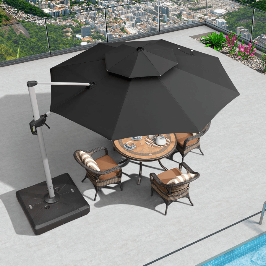 Clearance - PURPLE LEAF OPEN BOX Large Round Patio Cantilever Umbrella for Deck, Pool, Backyard