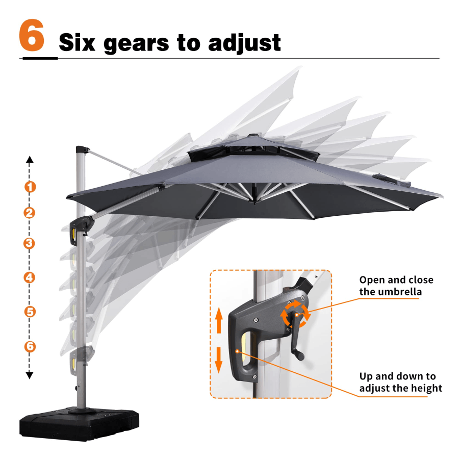Clearance - PURPLE LEAF OPEN BOX Large Round Patio Cantilever Umbrella for Deck, Pool, Backyard