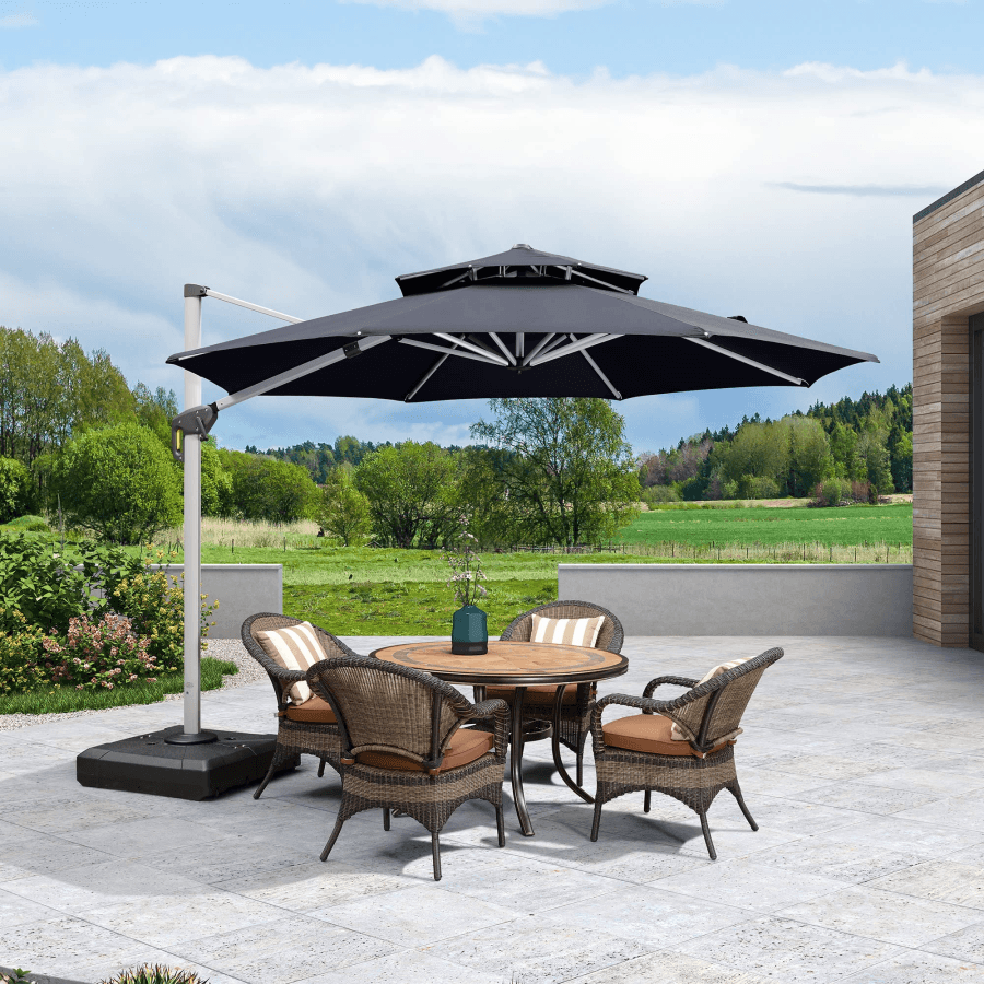 Clearance - PURPLE LEAF OPEN BOX Large Round Patio Cantilever Umbrella for Deck, Pool, Backyard