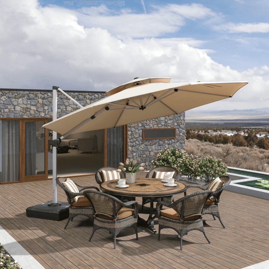 Clearance - PURPLE LEAF OPEN BOX Large Round Patio Cantilever Umbrella for Deck, Pool, Backyard