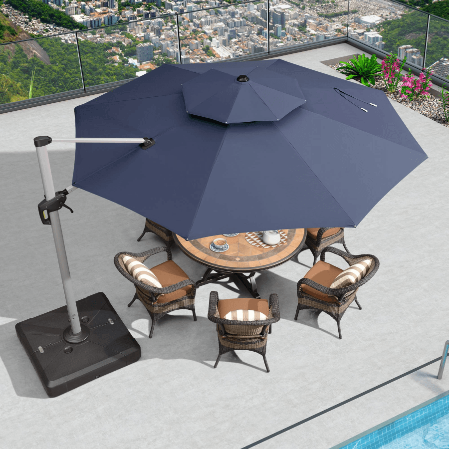 Clearance - PURPLE LEAF OPEN BOX Large Round Patio Cantilever Umbrella for Deck, Pool, Backyard