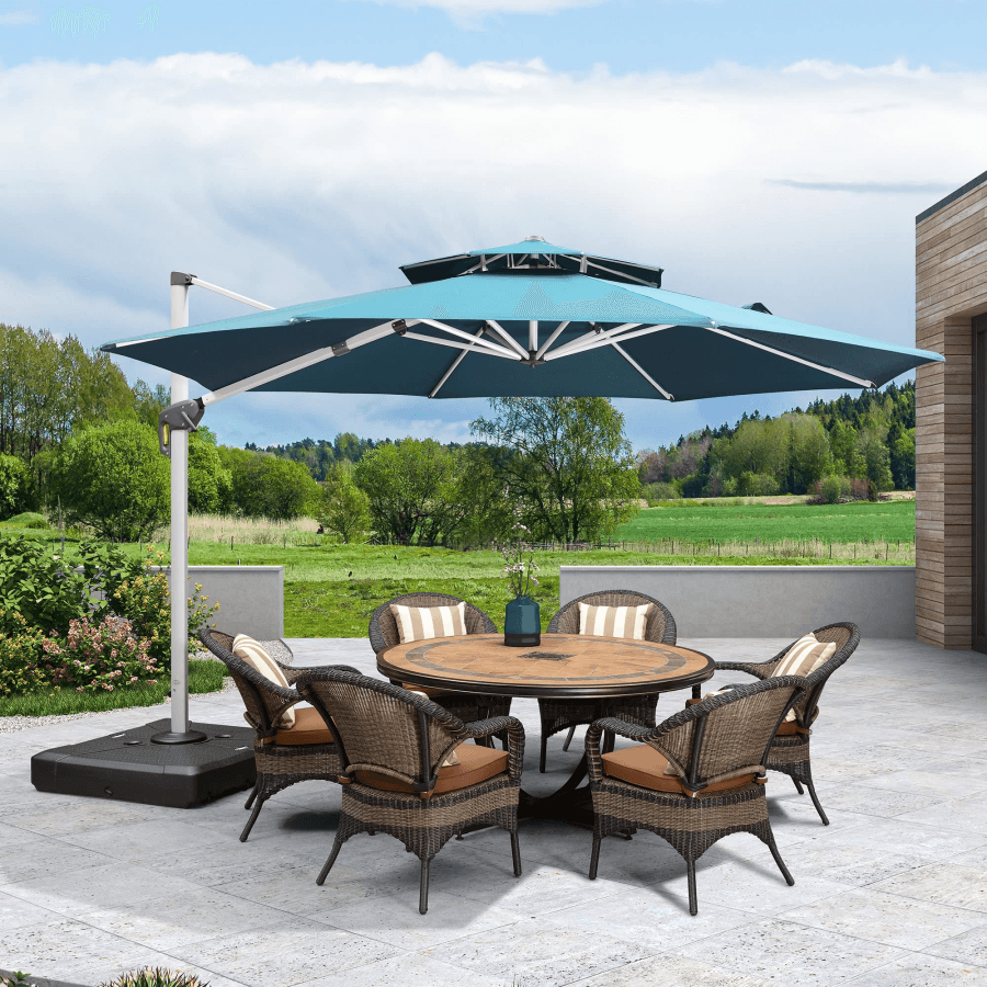 Clearance - PURPLE LEAF OPEN BOX Large Round Patio Cantilever Umbrella for Deck, Pool, Backyard