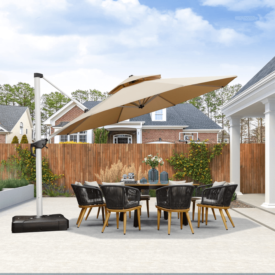 Clearance - PURPLE LEAF OPEN BOX Large Round Patio Cantilever Umbrella for Deck, Pool, Backyard