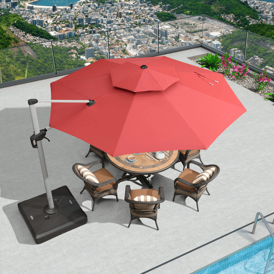 Clearance - PURPLE LEAF OPEN BOX Large Round Patio Cantilever Umbrella for Deck, Pool, Backyard
