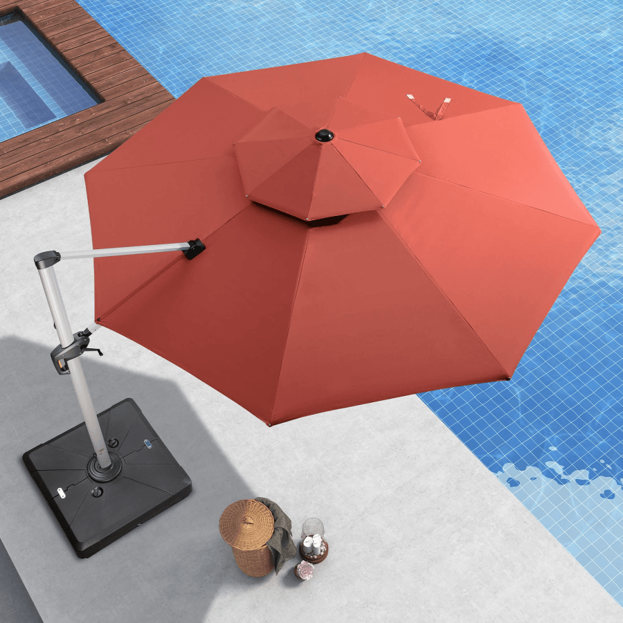 Clearance - PURPLE LEAF OPEN BOX Large Round Patio Cantilever Umbrella for Deck, Pool, Backyard