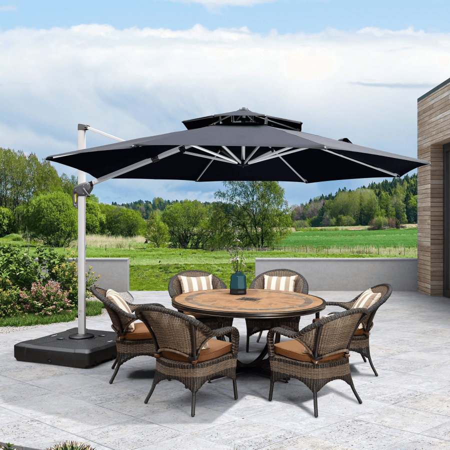 Clearance - PURPLE LEAF OPEN BOX Large Round Patio Cantilever Umbrella for Deck, Pool, Backyard