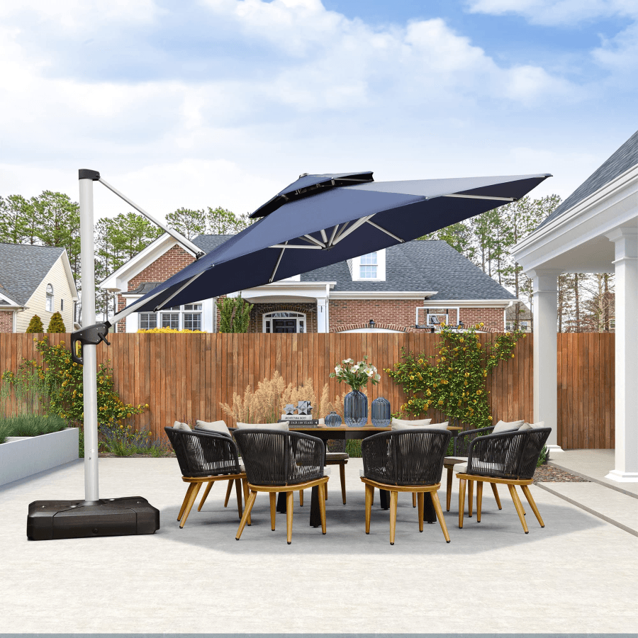 Clearance - PURPLE LEAF OPEN BOX Large Round Patio Cantilever Umbrella for Deck, Pool, Backyard