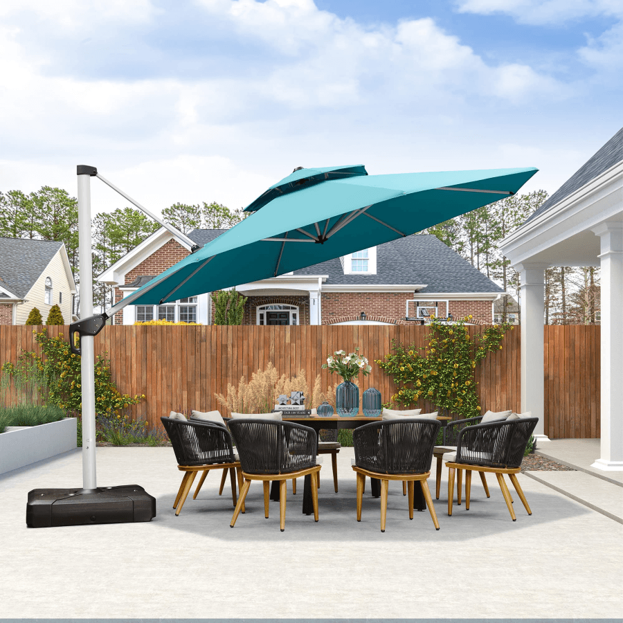 Clearance - PURPLE LEAF OPEN BOX Large Round Patio Cantilever Umbrella for Deck, Pool, Backyard