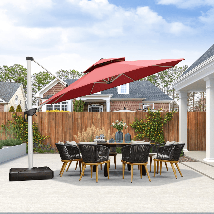 Clearance - PURPLE LEAF OPEN BOX Large Round Patio Cantilever Umbrella for Deck, Pool, Backyard