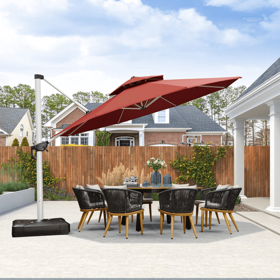 Clearance - PURPLE LEAF OPEN BOX Large Round Patio Cantilever Umbrella for Deck, Pool, Backyard