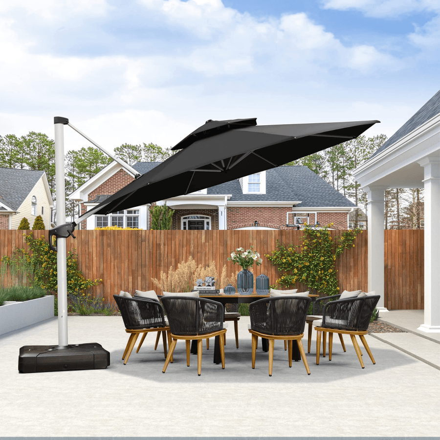 Clearance - PURPLE LEAF OPEN BOX Large Round Patio Cantilever Umbrella for Deck, Pool, Backyard