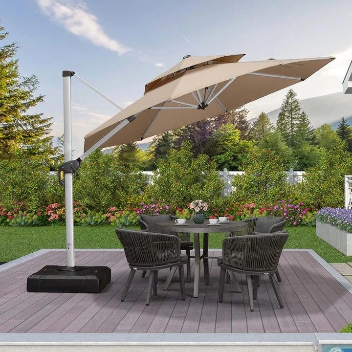 Clearance - PURPLE LEAF OPEN BOX Large Round Patio Cantilever Umbrella for Deck, Pool, Backyard