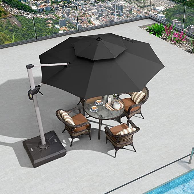 Clearance - PURPLE LEAF OPEN BOX Large Round Patio Cantilever Umbrella for Deck, Pool, Backyard