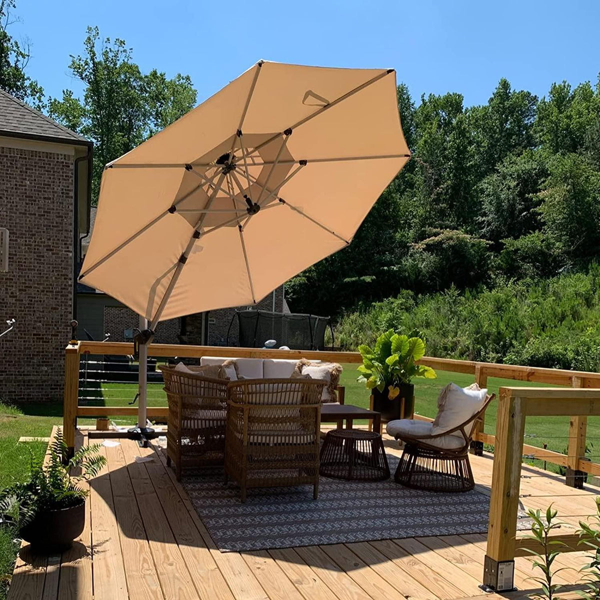 Clearance - PURPLE LEAF OPEN BOX Large Round Patio Cantilever Umbrella for Deck, Pool, Backyard