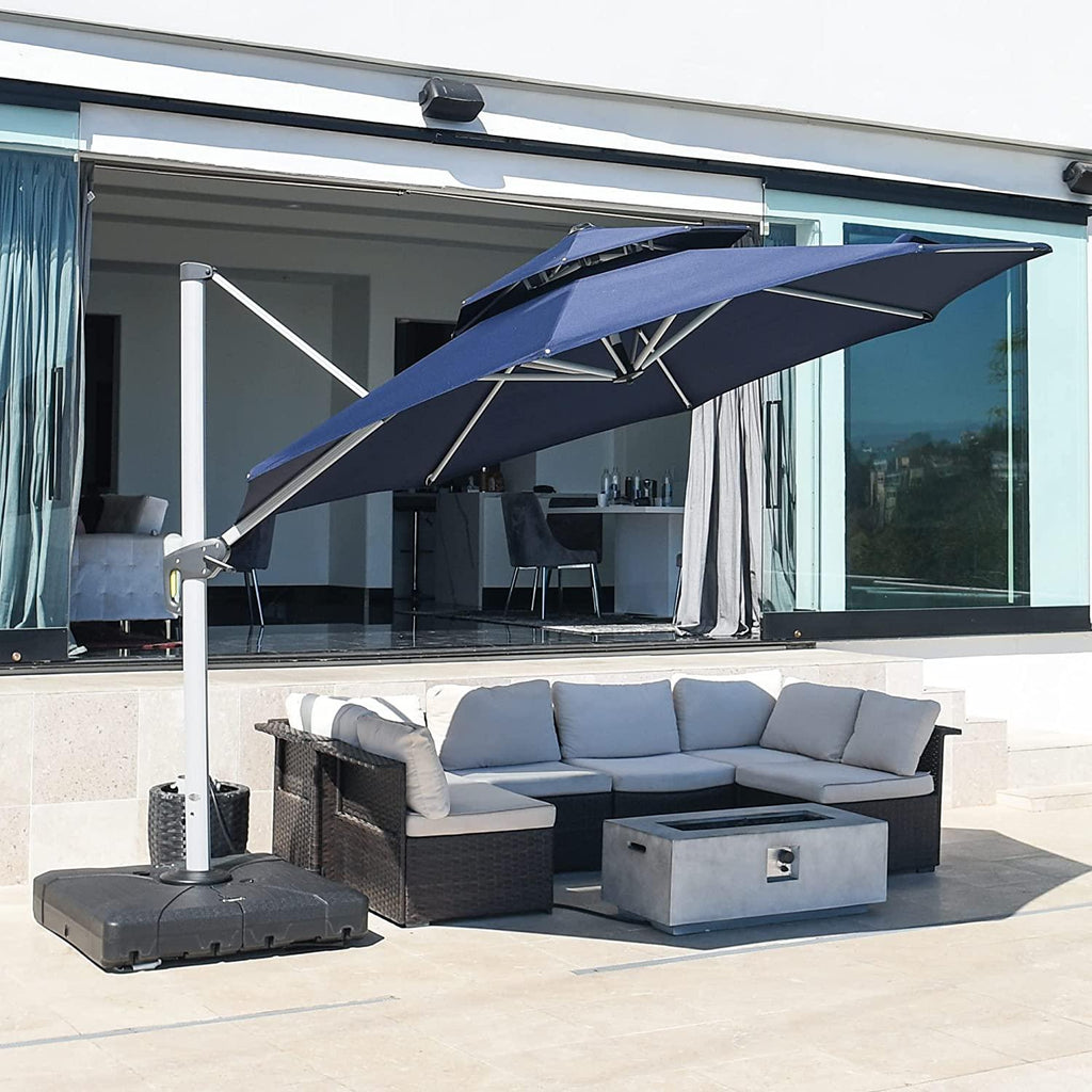 Clearance - PURPLE LEAF OPEN BOX Large Round Patio Cantilever Umbrella for Deck, Pool, Backyard