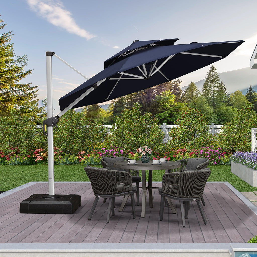 Clearance - PURPLE LEAF OPEN BOX Large Round Patio Cantilever Umbrella for Deck, Pool, Backyard