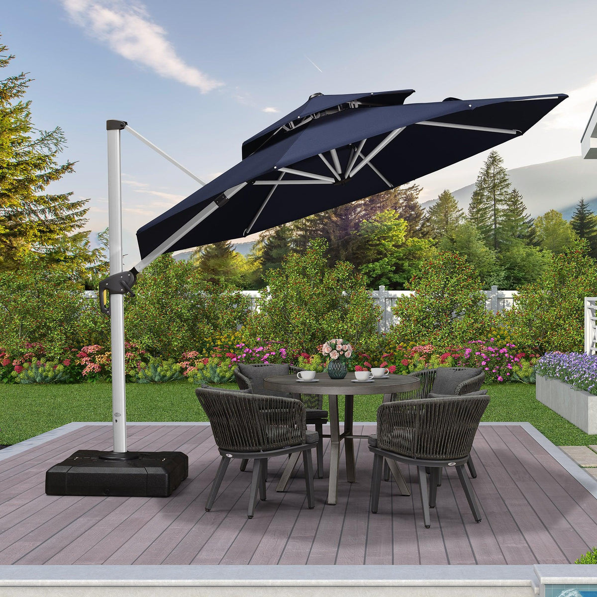 Clearance - PURPLE LEAF OPEN BOX Large Round Patio Cantilever Umbrella for Deck, Pool, Backyard