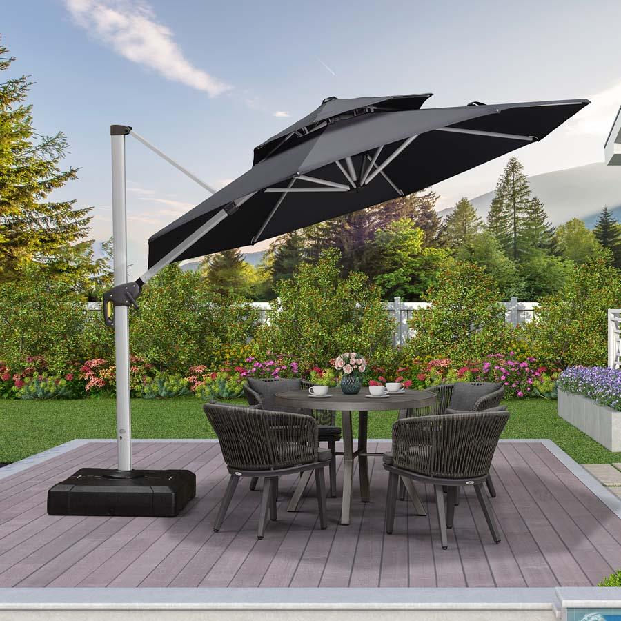 Clearance - PURPLE LEAF OPEN BOX Large Round Patio Cantilever Umbrella for Deck, Pool, Backyard