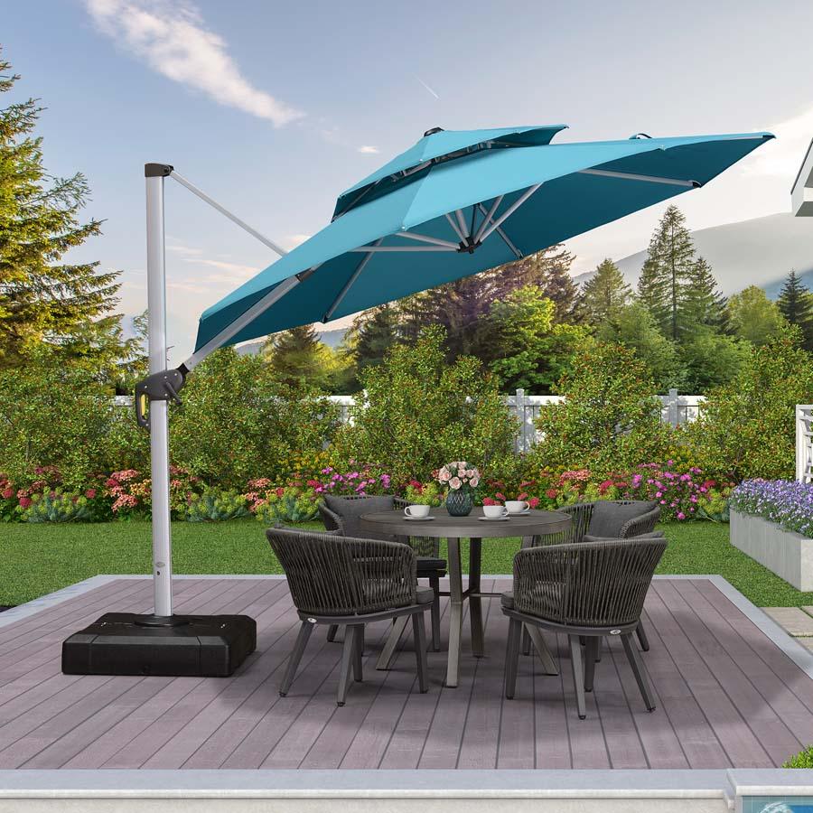 Clearance - PURPLE LEAF OPEN BOX Large Round Patio Cantilever Umbrella for Deck, Pool, Backyard