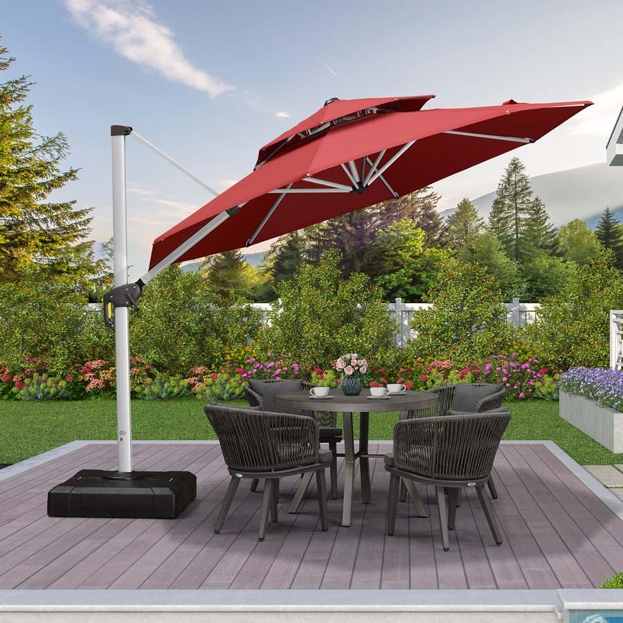 Clearance - PURPLE LEAF OPEN BOX Large Round Patio Cantilever Umbrella for Deck, Pool, Backyard