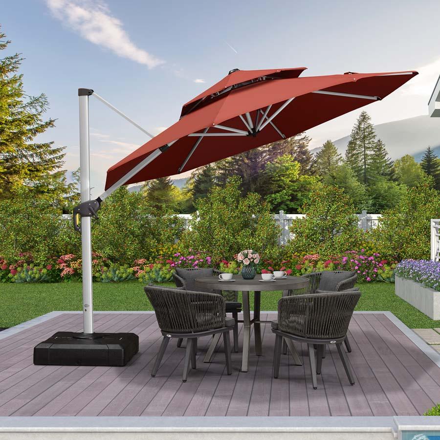 Clearance - PURPLE LEAF OPEN BOX Large Round Patio Cantilever Umbrella for Deck, Pool, Backyard