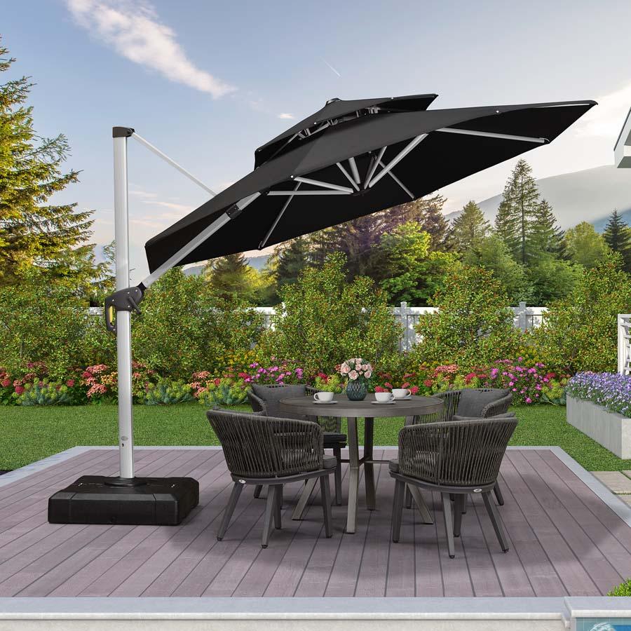 Clearance - PURPLE LEAF OPEN BOX Large Round Patio Cantilever Umbrella for Deck, Pool, Backyard